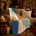 thumbnail image 3 of Abstract Navy Ochre and Clay Waves, Warm Modern Style for Art Lovers, Flowing Shape Color Pattern and Housewarming Gift, Soft Flannel Blanket for Bedroom and Living Room, Home Decor, 3 of 9