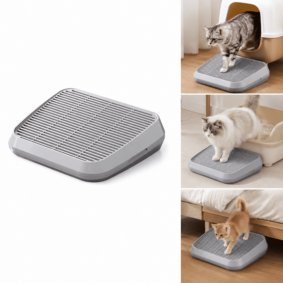 Liujiale Cat Pedal Step Stool, Trapping Litter Ramp, Easy Clean Cat Litter Ramp Litter Trapper for Self Cleaning Cat Litter Box Gray