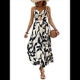 thumbnail image 1 of Vestido Maxi para Mujer, Plisado, con Cuello Halter, Estampado y Escote en V. XS, 1 of 10