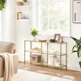 thumbnail image 4 of VASAGLE 51.2” Console Sofa Table with 3 Shelves, Entryway Table with Tempered Glass Shelf, Gold Color, 4 of 7