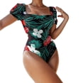 thumbnail image 1 of PEASKJP Womens Quick Dry One Piece Swimsuit Ruffle Printed Beach Conjoined Swimwear, Green M, 1 of 5