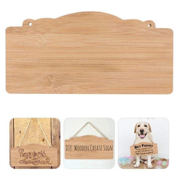 2pcs Unfinished Hanging Wooden Plaque Sign Blank Wooden Slices Banners with Ropes