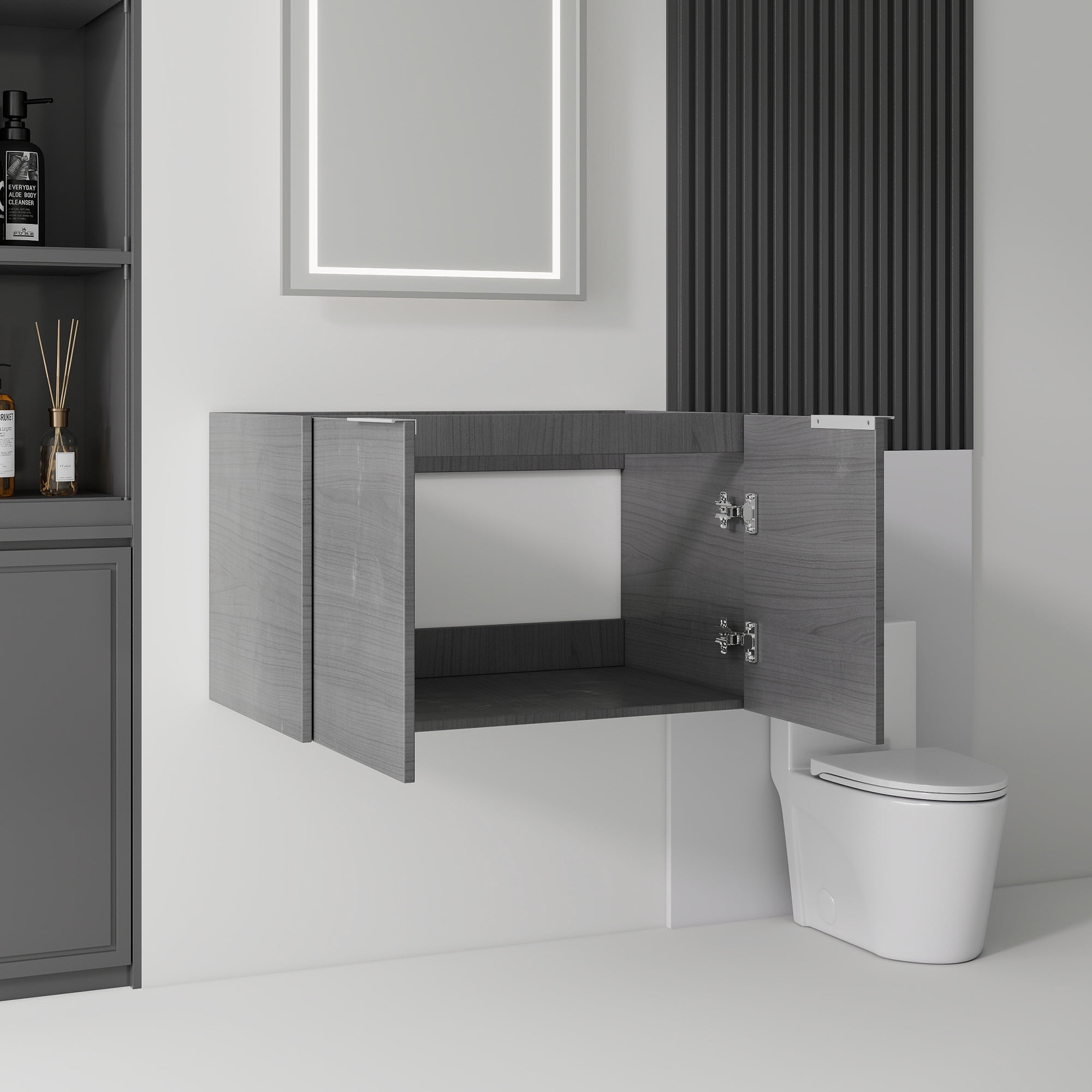 Leumius 30" Floating Bathroom Vanity Cabinet,Soft-Close Double Doors,Wall Mounted Cabinet Set Design Bathroom Vanity for Small Space,Cabinet Only,Grey