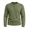 thumbnail image 2 of Resicozy Mens Henley Shirts Long Sleeve Casual T-Shirt Basic Lightweight Pullover Tees Army Green M, 2 of 7