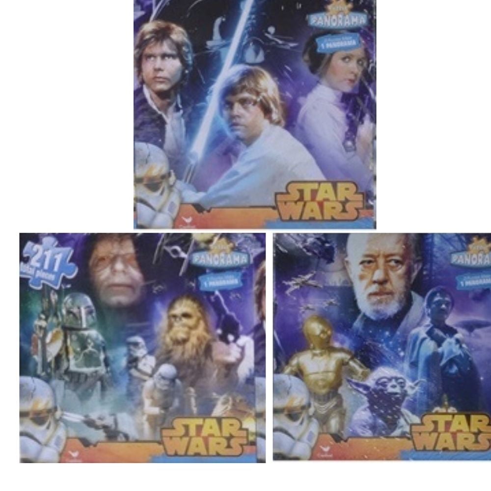 Lot Disney 211pc Original Trilogy Star Wars 3 in 1 Panoramic Jigsaw Puzzle Set 