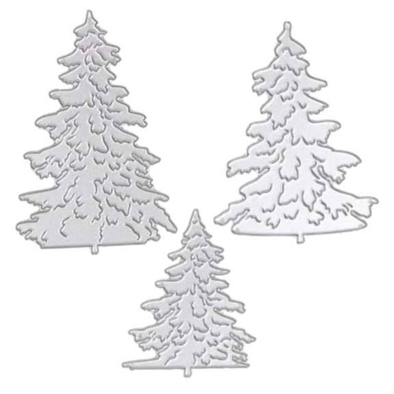 Stri 3pcs Christmas Tree Cutting Dies Set, Cute Metal Stencils Embossing Template