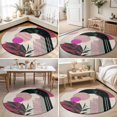thumbnail image 4 of Round Area Rugs 5Ft, Boho Middle Century Non-Slip Washable Circle Rugs Carpet, Abstract Pink Geometric Leaves Indoor Outdoor Rug Floor Mats Throw Runner for Bedroom Living Room Bathroom, 4 of 8