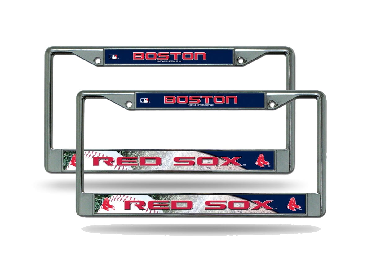 Rico Boston Baseball Red Sox (Set of 2) Chrome Metal License Plate