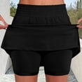 thumbnail image 5 of ClodeEU Women's Shirred Elastic Waist Skort ,Casual Athletic Skirt Shorts for Summer Black,Womens Plus S, 5 of 7