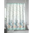 thumbnail image 5 of Fsddascl Aqua Coastal Shell Shower Curtain Set - Standard 72" x 72" Washable Bathtub Curtain with 12 Hooks, Nautical Coral Starfish Seahorse Waterproof Fabric Stall Shower Curtains for Bathroom, 5 of 6