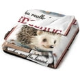 thumbnail image 3 of Hedgehog Blanket Cute Just A Girl Print Throw Blankets for Couch Sofa Bed Stuff Decor Soft Cozy Fleece Plush Warm Flannel Bedding Blanket for Baby Girls Kids Teen Adults Lover 40"x50", 3 of 5