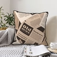 thumbnail image 2 of DouZhe Velvet Decorative Throw Pillow Covers Set of 2, Soft Square Cushion Cover with Invisible Zipper Hand Drawn Old Newspaper Printing, 18"x18", 2 of 7