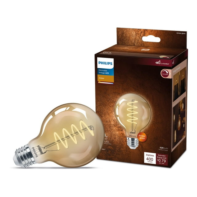Bombilla LED PHILIPS 6.5G25, color ámbar vintage, 2000 K