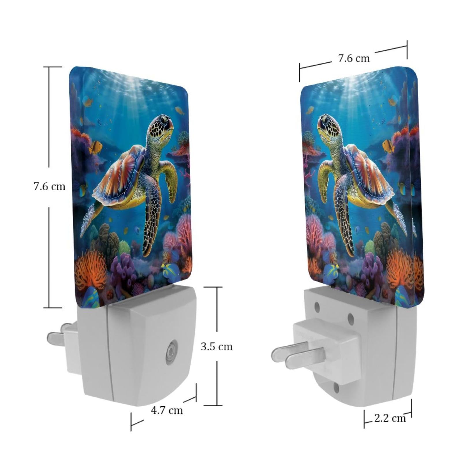 PhooArto Sunlight Shines Sea Turtle Plug in LED Night Light Auto Sensor Dusk to Dawn Decorative Night for Bedroom, Bathroom, Kitchen, Hallway, Stairs, Baby's Room, Energy Saving
