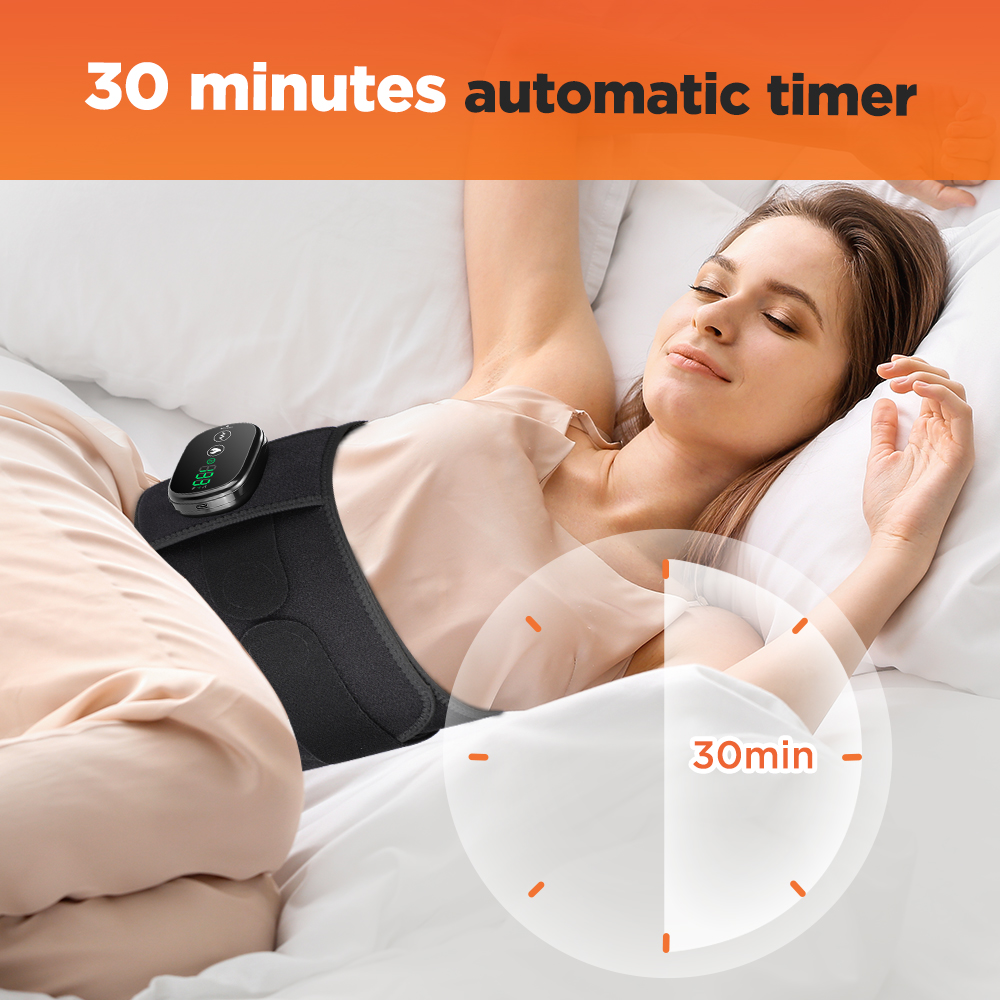 Flaremore Cordless Heating Pad with Massager for Back,Portable Lower Back Massager Waist Belt 5000mAh Black