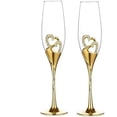 thumbnail image 1 of Copas de champán para boda, copas para brindis creativas, cristal de lujo, adorno de diamantes de imitación, decoración de corazón, juego de regalo para la novia y el novio, 1 of 5