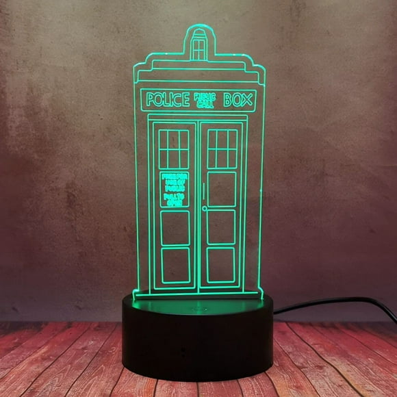 3D LED Night Light Police Box Tardis Touch Remote Control with 16 Color Gradient and Flash Creative Call Box Desk Lamp