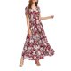thumbnail image 2 of SAYOO Vestido bohemio femenino, estampado de flores de verano con cuello en V corto / media manga de una pieza para damas, S / M / L / XL / XXL SAYOO  moda, 2 of 6