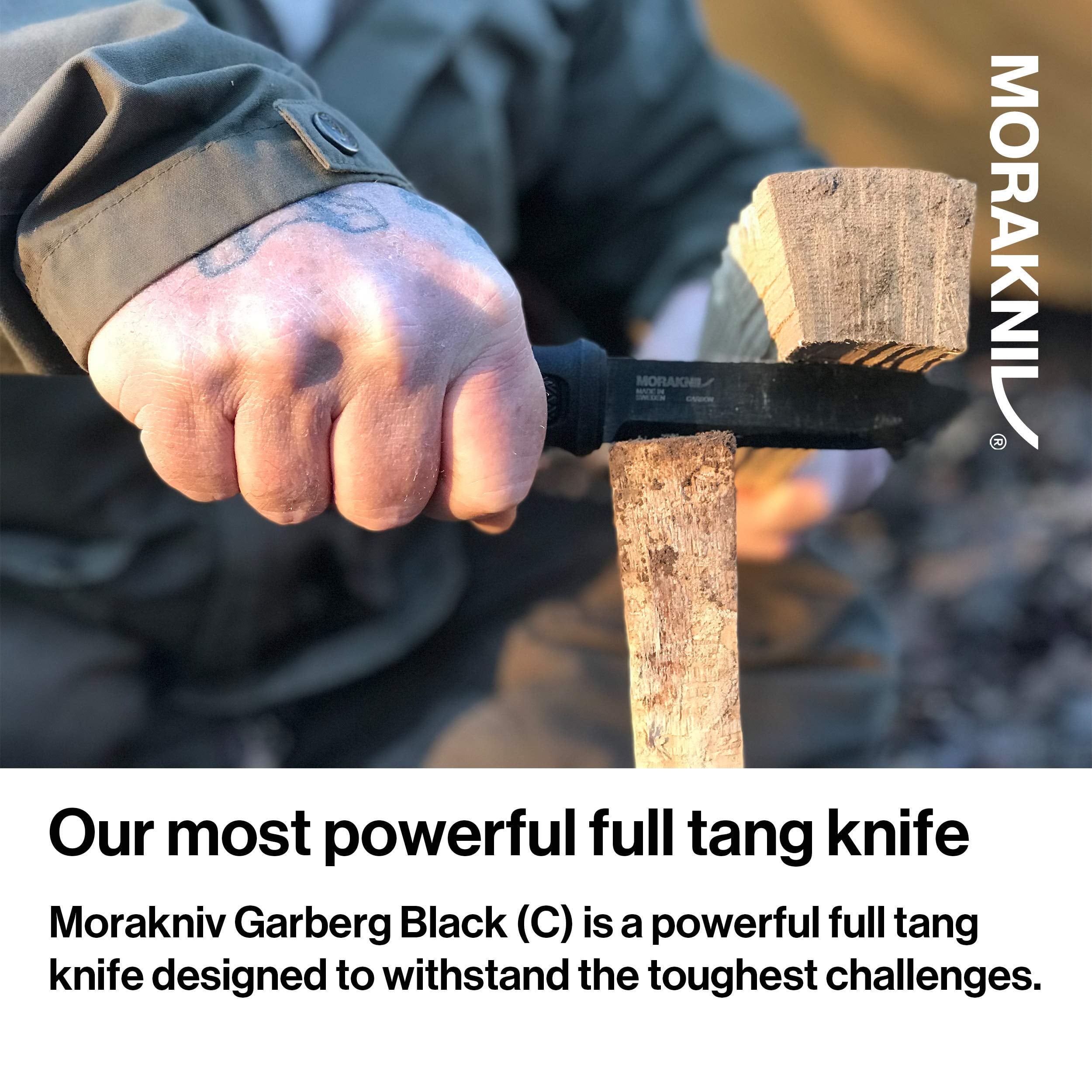 Morakniv Garberg Full Tang Fixed Blade Outdoor Survival Knife, 4.3-Inch Carbon Steel Blade