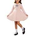 thumbnail image 2 of Auroural Girls' Plaid Bow Knit Sweater Dress Fall And Winter Long Sleeved Casual And Comfortable Dress Girls Fall Winter Sweater Long Sleeve Knit Dresses Girls Long Sleeve Dresses, 2 of 9