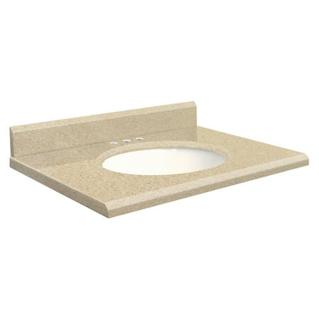 Canterbury Cream - Samson 25W x 22D in. Quartz Single Sink Vanity Top with White Bowl