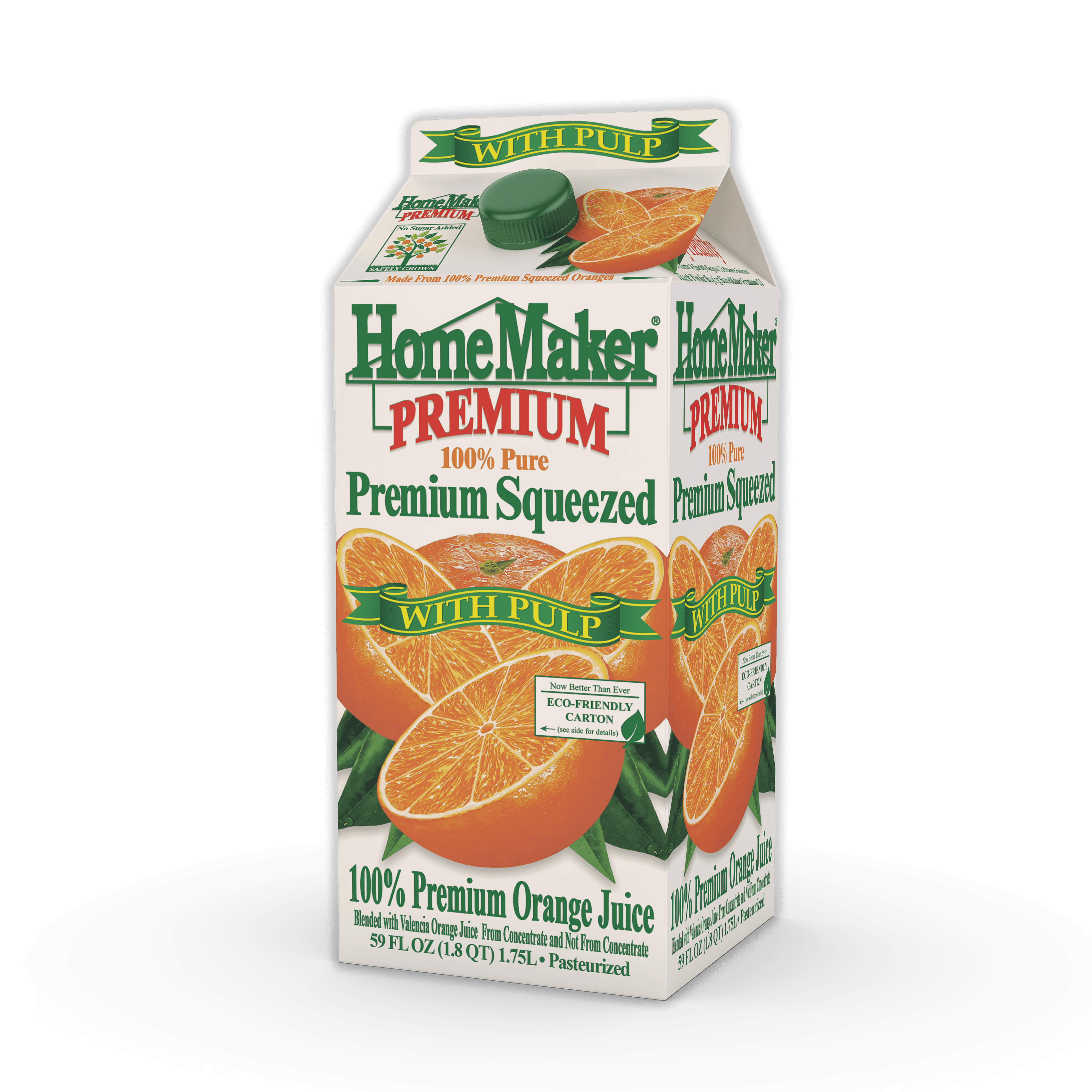 HomeMaker, Premium Squeezed Orange Juice With Pulp, 59 Oz.
