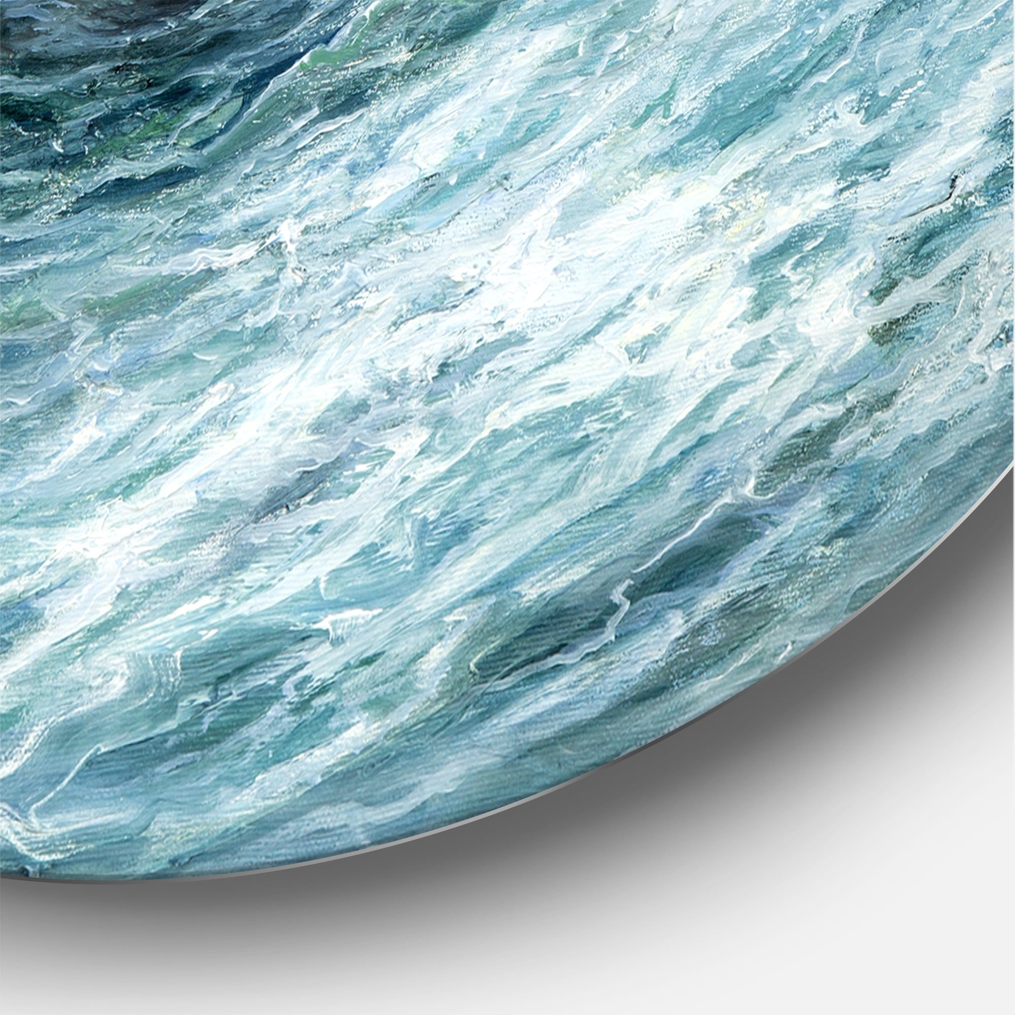 Designart 'The Ocean With Storm Waves' Nautical & Coastal Circle Metal Wall Art 36x36 - Disc of 36