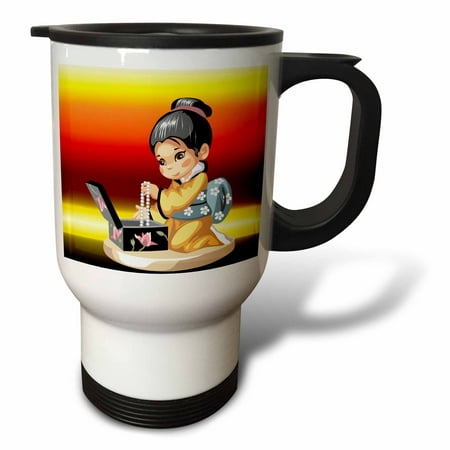 3dRose Little Asian Girl With Pearls , Travel Mug, 14oz, Stainless (Best Way To Travel Asia)