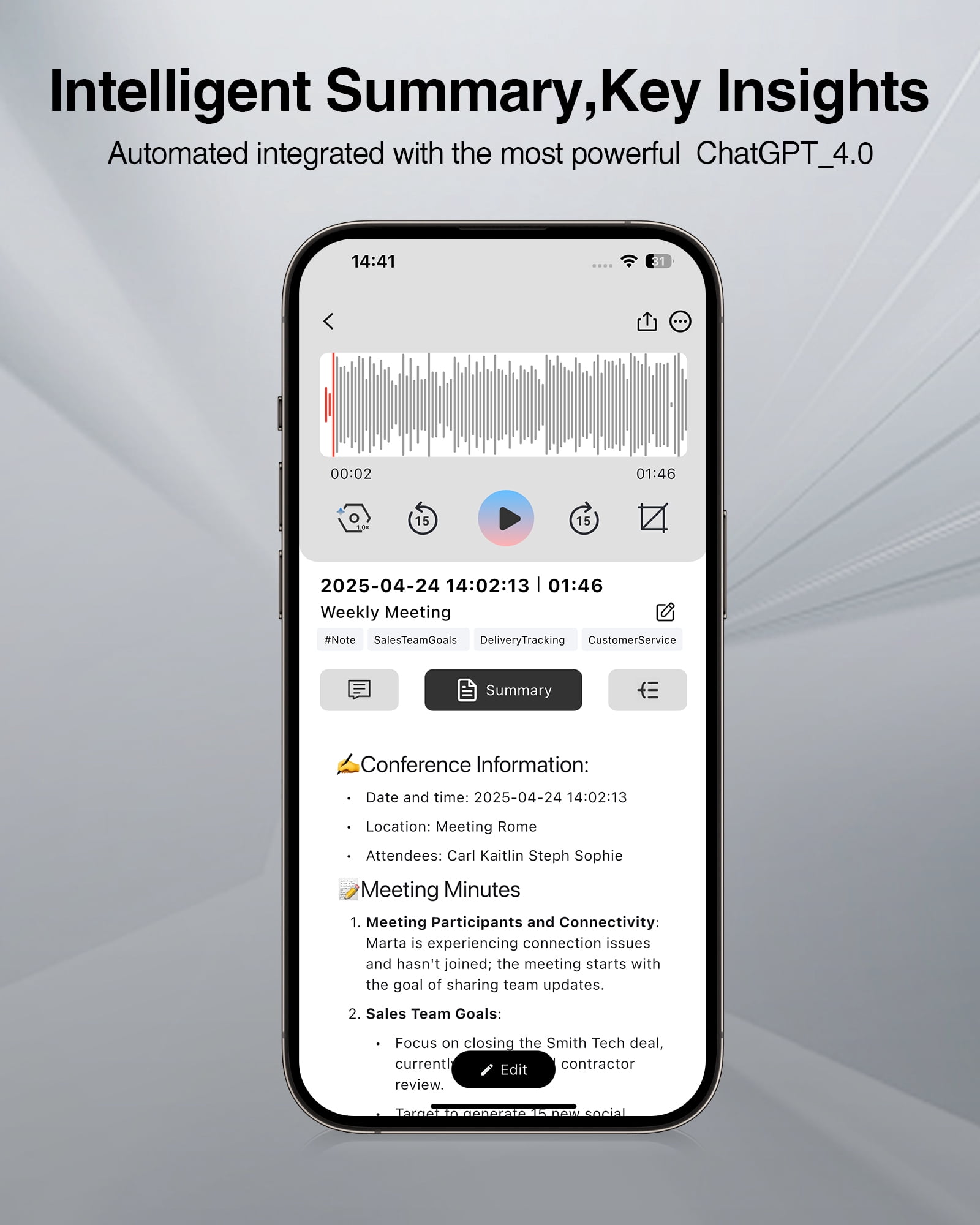 Powerextra AI Voice Recorder 64GB, Voice Recorder with GPT Transcription Summary