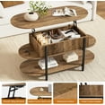 thumbnail image 6 of FABATO 41.7" Oval Lift Top Coffee Table, Fluted Wood Center Table with Hidden Storage, 3 Tier Small Tables with Curved Edge, Modern Narrow Coffee Table for Living Room Reception Room, Vintage Oak, 6 of 13