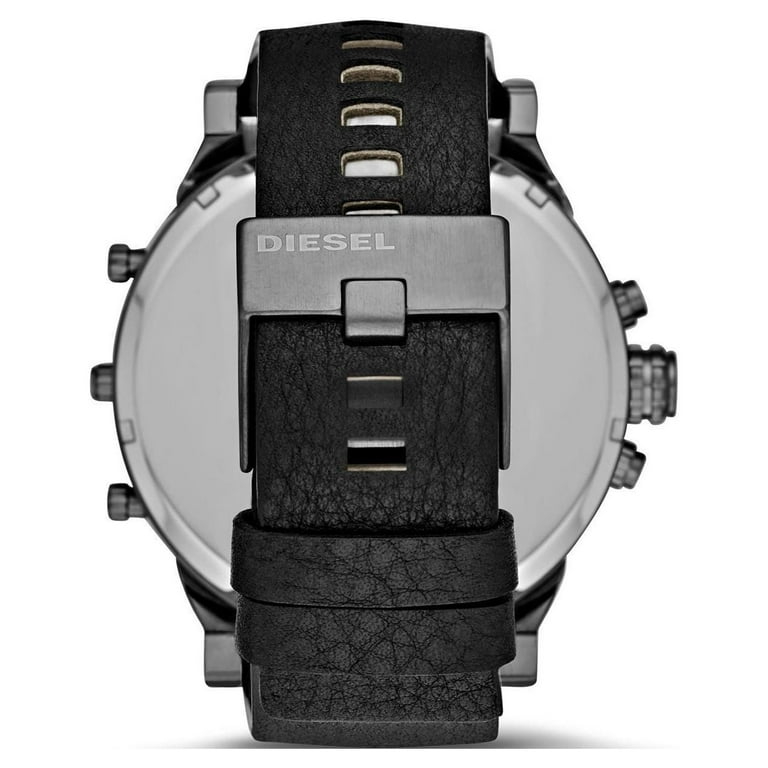 Diesel Men\'s Mr. Daddy Leather Watch Black 2.0 Chronograph DZ7348