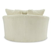 Signature Design by Ashley Lindyn Oversized Swivel Fabric Accent Chair in Ivory