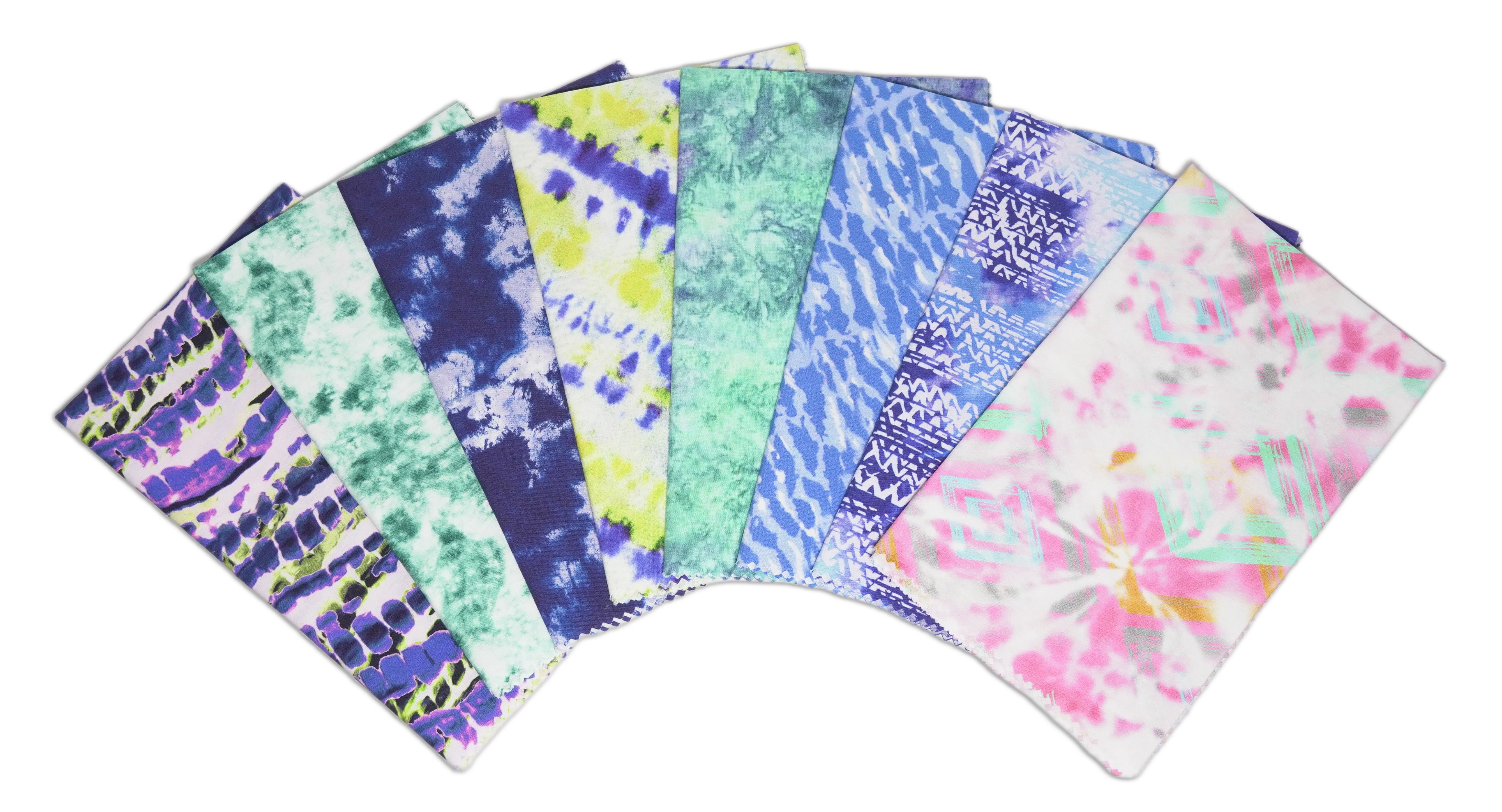 Soimoi 8 Pc Fat Quarter Bundle- Tie & Dye Print 18"x 22" DIY Patchwork- 100% Cotton Pre-Cut Quilting Fabric Multicolor