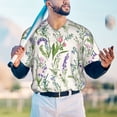 thumbnail image 5 of Hirioo Wisteria Flower for Men's Baseball T-shirt Shirts Short Sleeve Casual Summer Button Stretch T Shirts,Size S-4XL-Large, 5 of 7