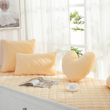 

Namzi Solid Color Plush Table Runner Faux Sheepskin Decorative Shaggy Dresser Scarf Not-Slip Desk Pad Luxury False Fur Dresser Tablecloth-yellow 60x210cm(23.62x82.68inch)