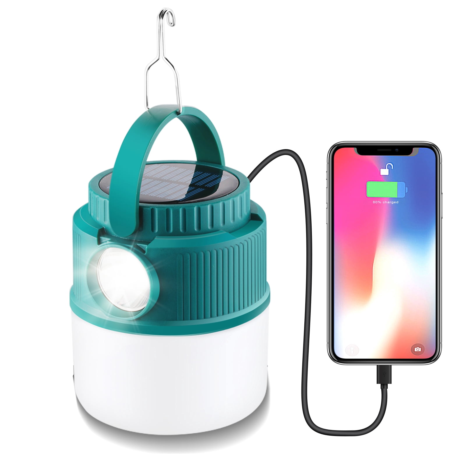 Solar Camping Lights Camping Lanterns LED Camping Light Rechargeable Tent Lamp 4 Modes Spotlight Waterproof Portable Light