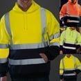 thumbnail image 3 of Men Reflective Sweatshirt High Visibility Pullover Top Long Sleeve Hoodie Coat, 3 of 7