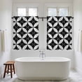 thumbnail image 4 of Black Rhombus Kitchen Curtain for Berdoom Living Room Cafe 45 Inch Length, Retro Abstract Geometric Pattern Tiers Curtains Light Filtering Drapes Rod Pocket Window Treatment 2 Panels 52"Wx45"L, 4 of 8