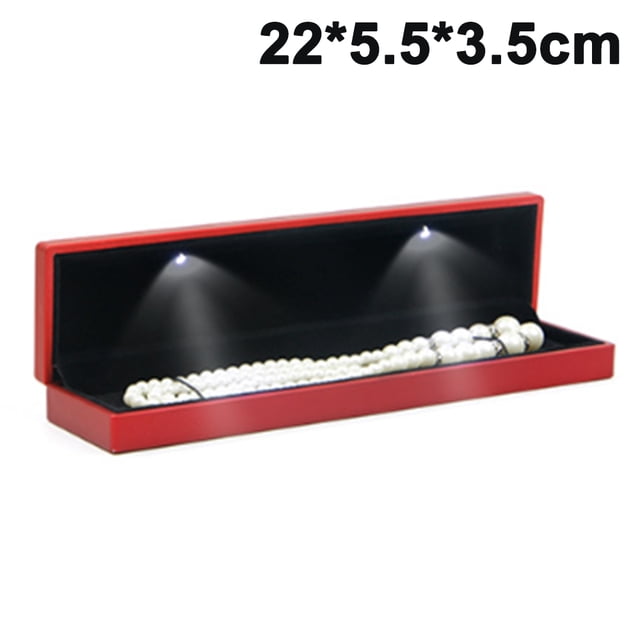Joyero para mujer, joyero con luz LED, para colgar, pulseras y collares, expositor de joyas, caja de almacenamiento para regalos (tamaño de collar)