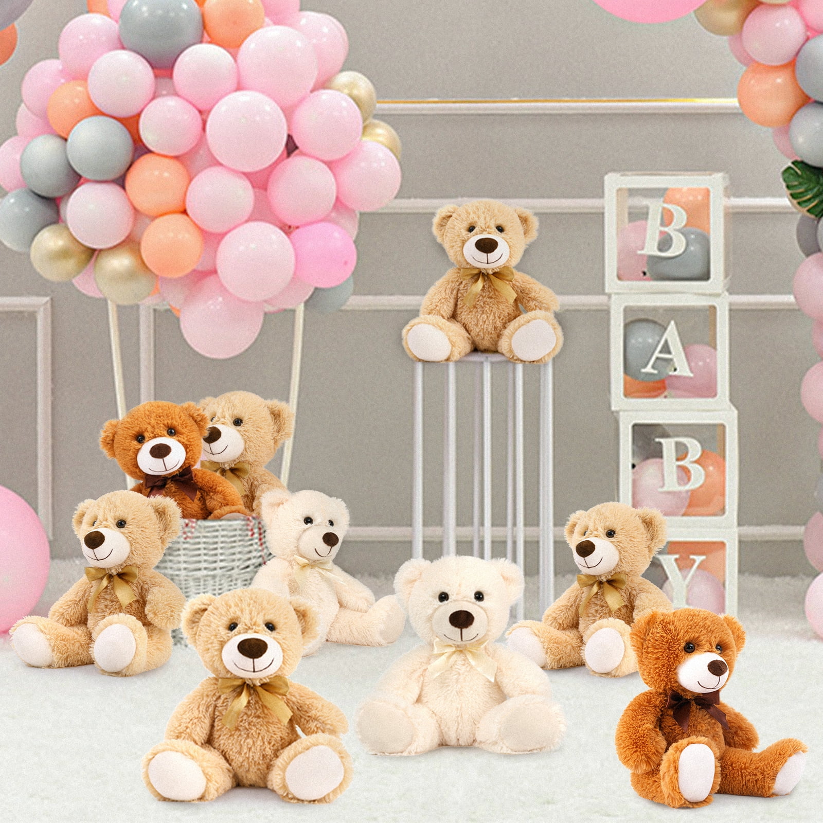 MorisMos 12 Packs Teddy Bear Baby Shower Bulk Teddy Bear Stuffed Animals