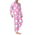 thumbnail image 2 of Fotbe Pink And White Polka Dot Pattern Long Sleeve Pajama Set for Men,Sleepwear Set,2-piece Loungewear Set,Soft PJs Comfy Nightwear with Pockets-XX-Large, 2 of 7