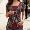 thumbnail image 2 of Likimi T Shirts For Women V Neck Short Sleeve Graphic Print Relaxed Fit Summer Comfortnable Tops Red Size 4Xl, 2 of 4