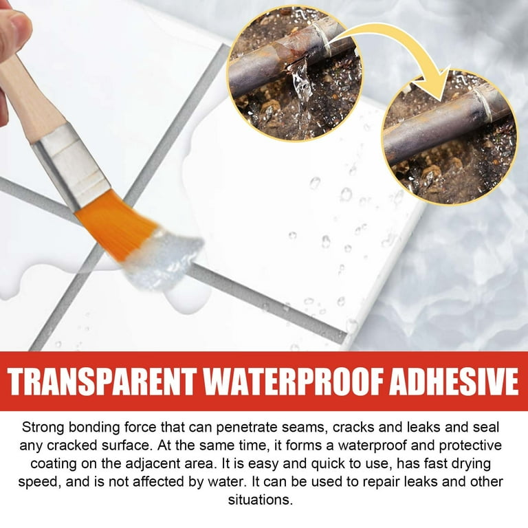 Waterproof Glue, Waterproof Glue for Outdoors Waterproof Insulation Sealant  Clear, Super Strong Adhesive Seal Coating (A- 100G)