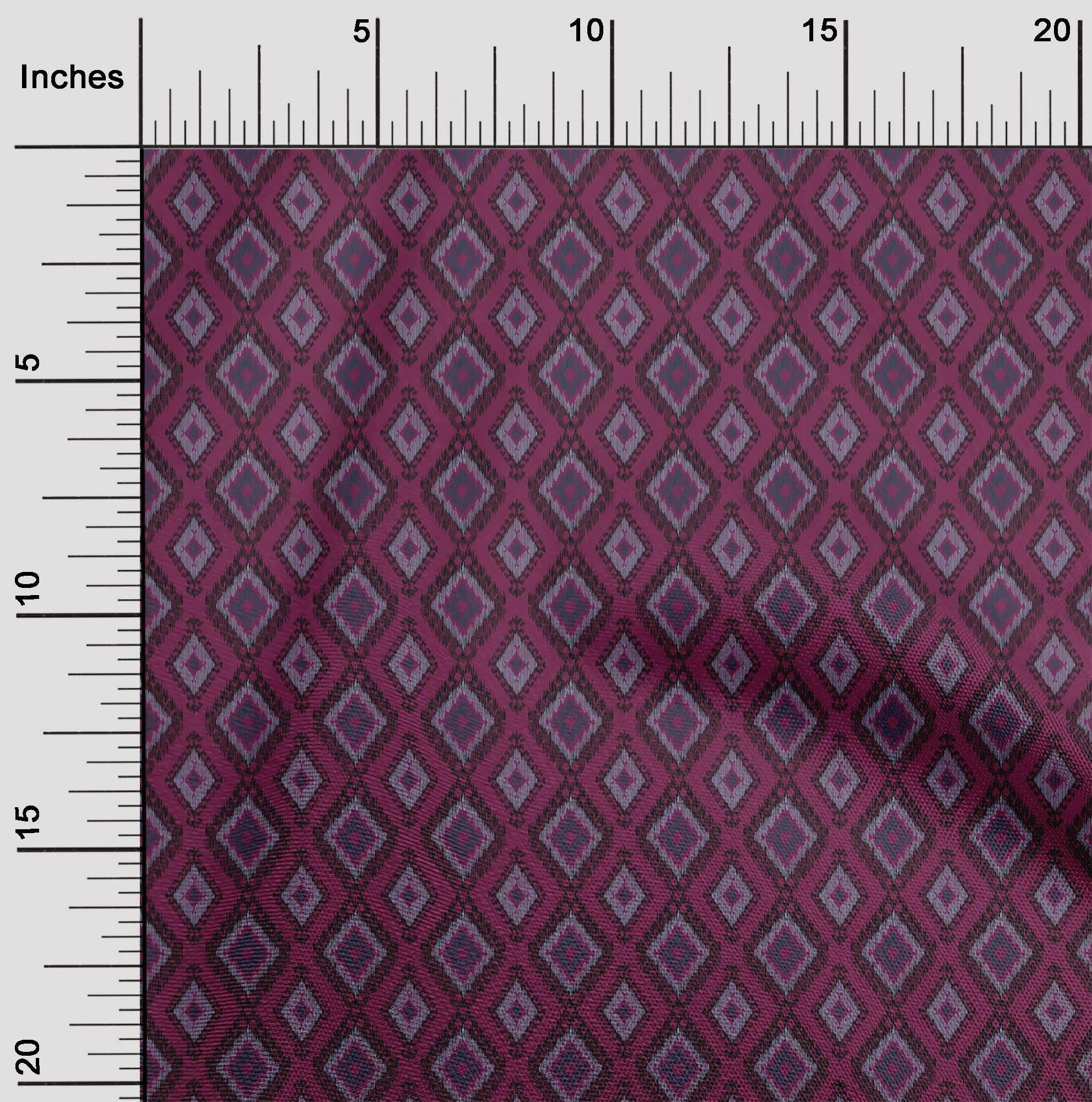 oneOone Cotton Cambric Fabric Argyle Style Ikat Decor Fabric Printed BTY 56 Inch Wide