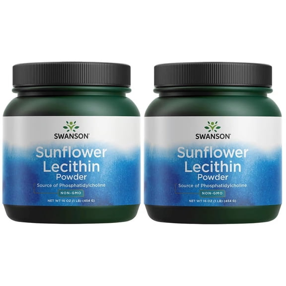 Swanson Sunflower Lecithin Brain Health Nervous System Support Non-GMO Soy-free Vegetarian 16 oz (1lb) 454 gram Powder (2 Pack)