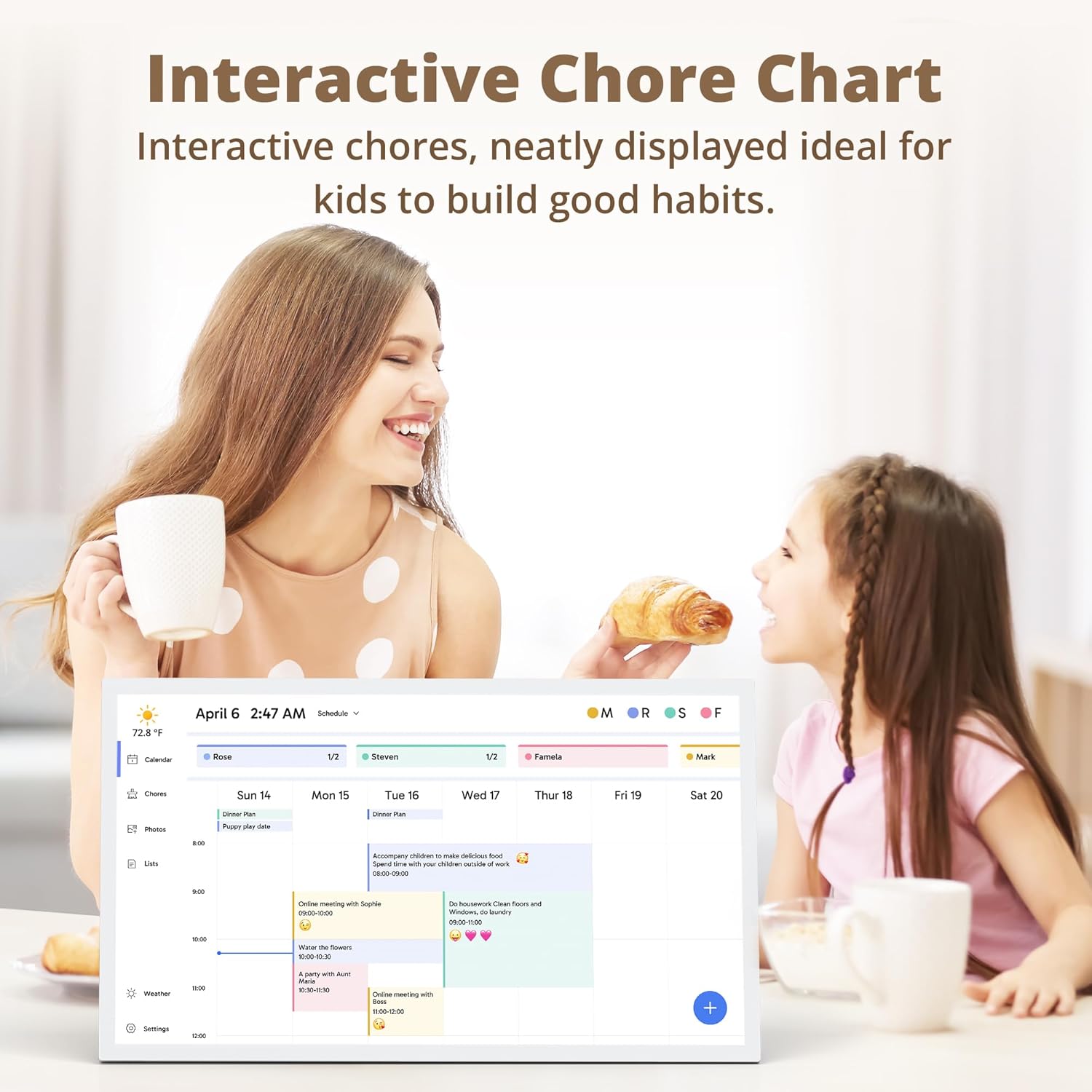 EKASN 27 Inch Digital Calendar Chore Chart, Electronic Calendar Smart Family Planner 1080P FHD Touchscreen Interactive Display Wall & Desk Mount Seamless Scheduling-White
