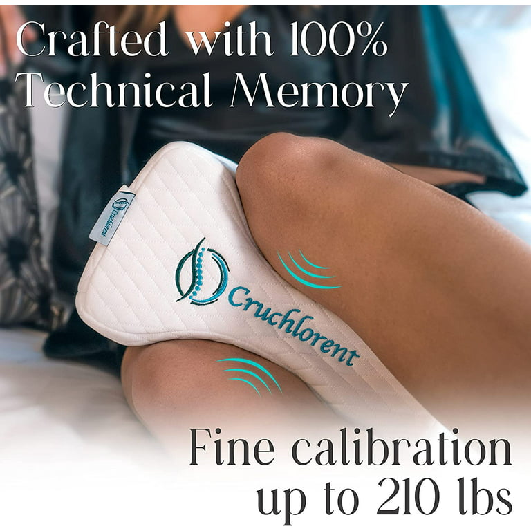 Cruchlorent Sleeping - Technical Knee Pillow for Side Sleepers - Calibrated Memory Foam Designed for Back, Hip, and Sciatic Pain Relief - Leg Pillows