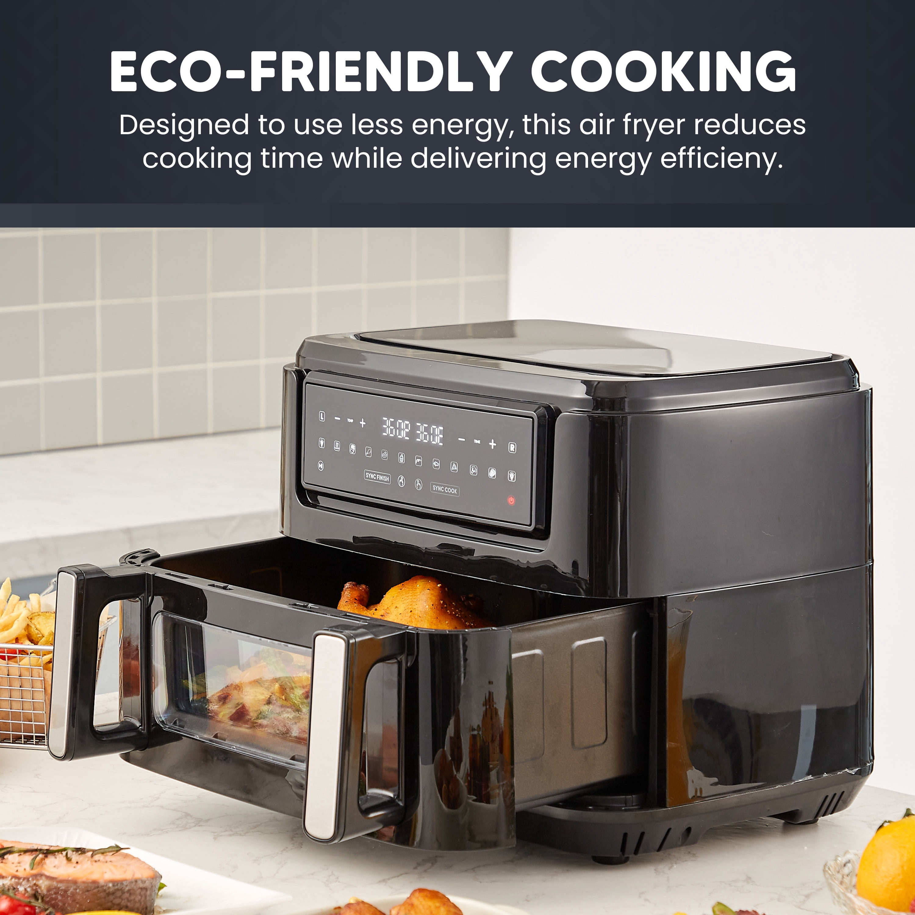 Elite Cuisine EAF5501 10.5L Digital Dual Zone Air Fryer Oven