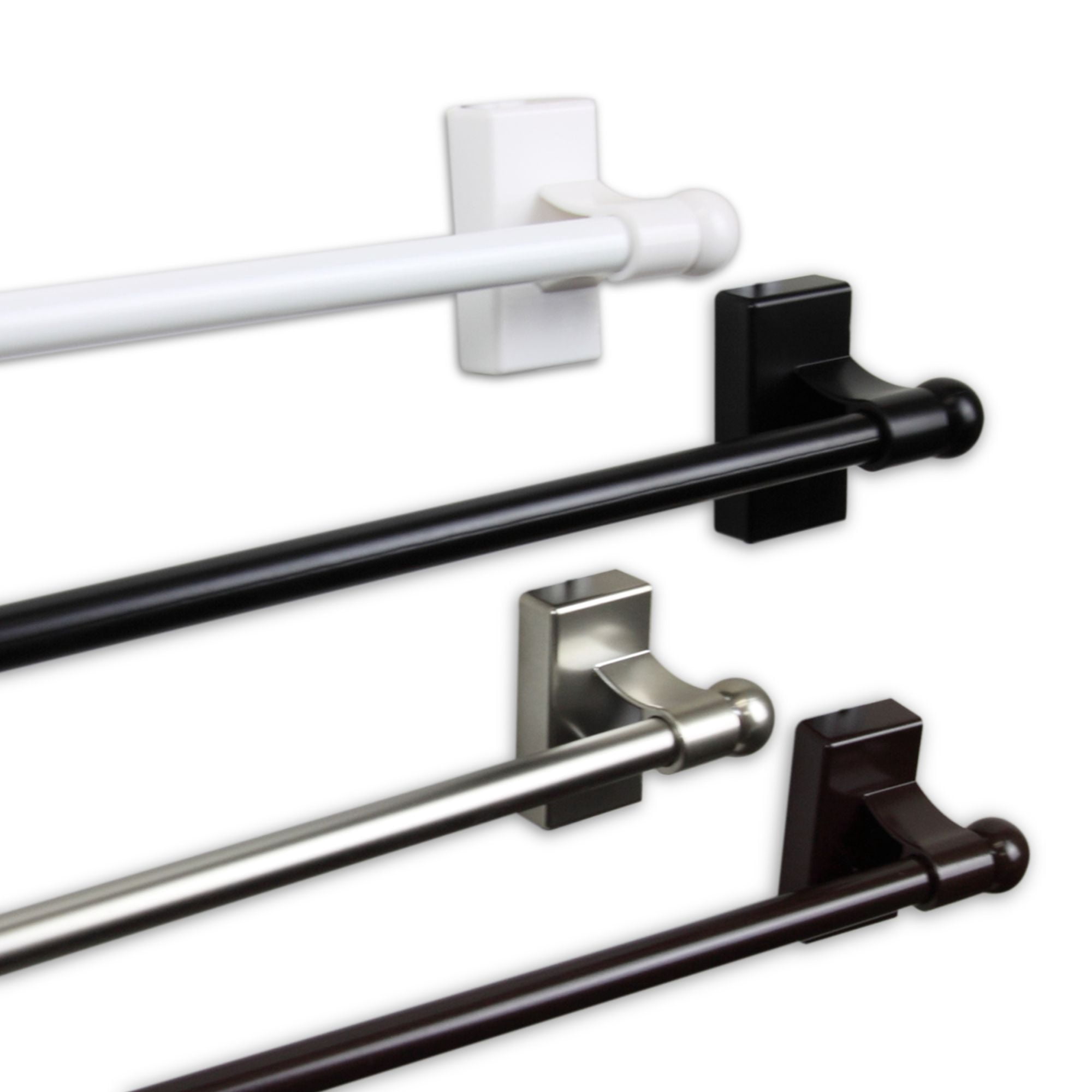 Contemporary Home Living 48" White Contemporary Magnetic Single Curtain Rod