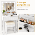 thumbnail image 5 of Zimtown Vanity Desk Set with Mirror, Makeup Vanity Table with 8 LED Lights and Charging Station, Dressing Desk for Bedroom, White, 5 of 11